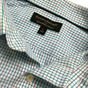 Teal, Purple, & White Banana Republic Button Down Shirt - Size Large